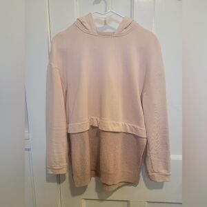 Escada Sport Cropped Hoodie Sweatshirt Twofer Dusty Rose Pink S XS